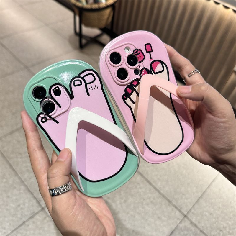 Cute funny slippers all-inclusive phone case pink/green