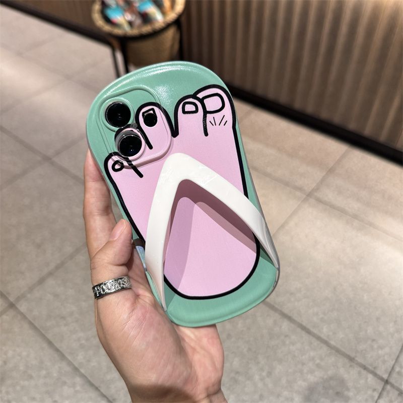 Cute funny slippers all-inclusive phone case pink/green