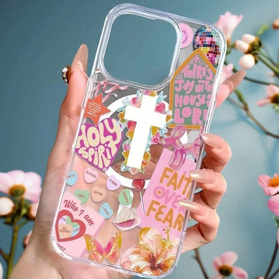 Pink Jesus Cross Collage iPhone Case