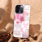 Pink and blue Jesus collage iPhone case