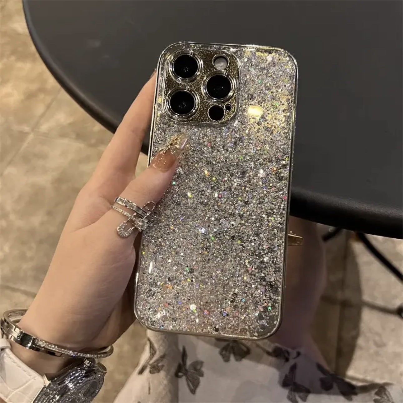 Sparkling silver personalized girls iPhone case