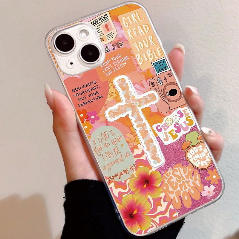 Yellow Jesus Cross Collage iPhone Case
