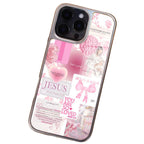 Pink and blue Jesus collage iPhone case