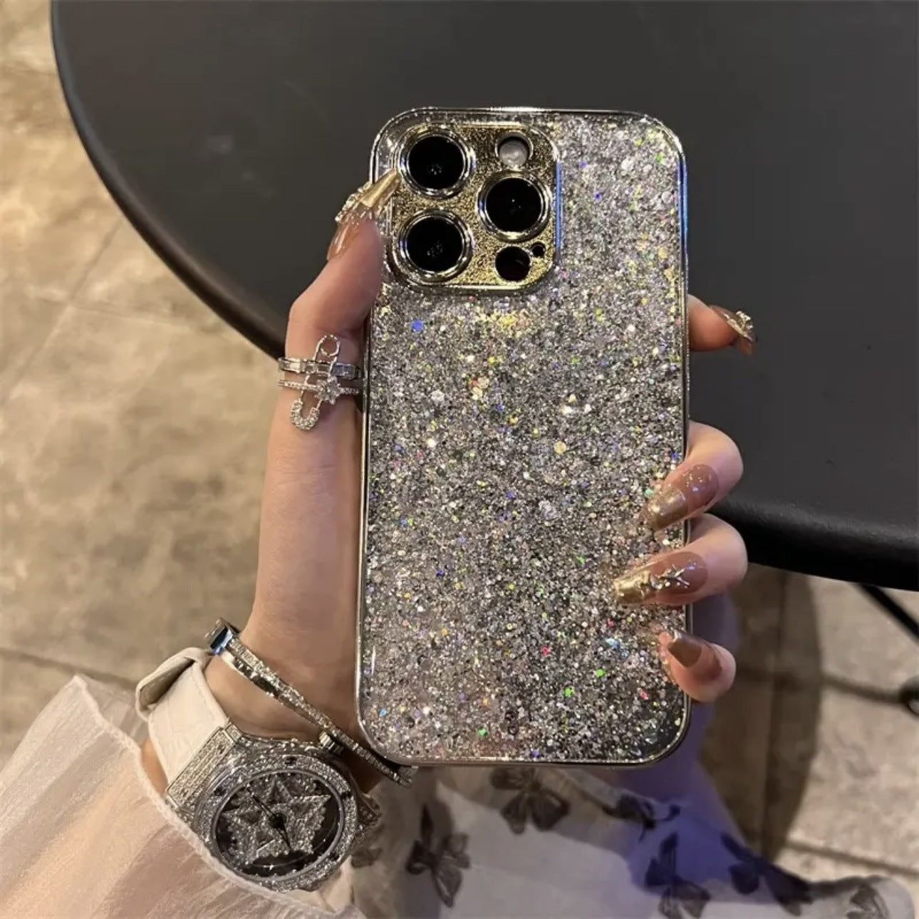 Sparkling silver personalized girls iPhone case