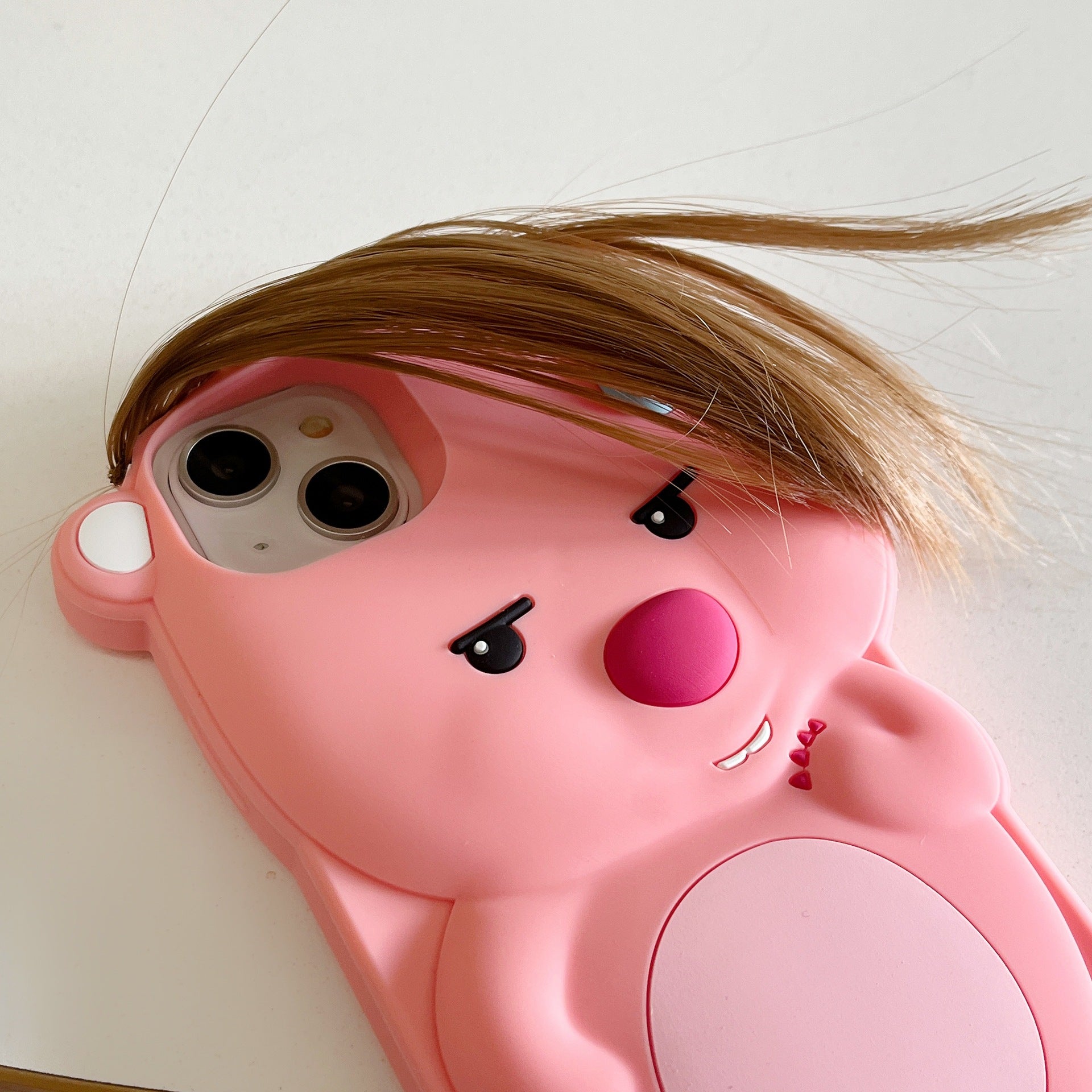 Pink Cute fox phone case with long bangs