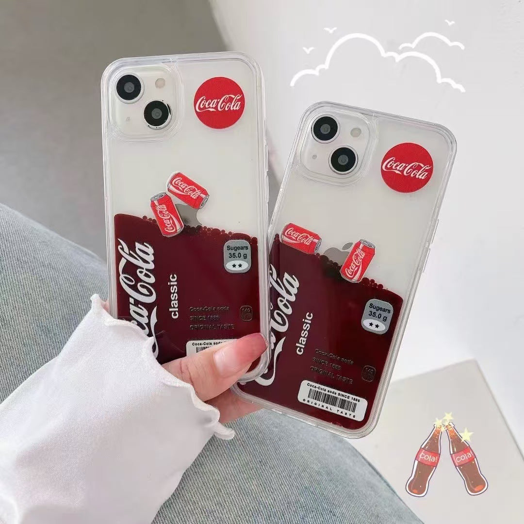 Coca-Cola liquid flowing personalized iPhone case