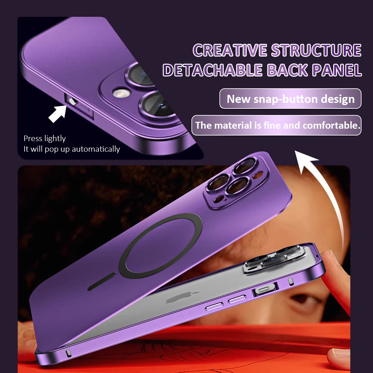 Multi-color titanium alloy series magnetic metal frame mobile phone case