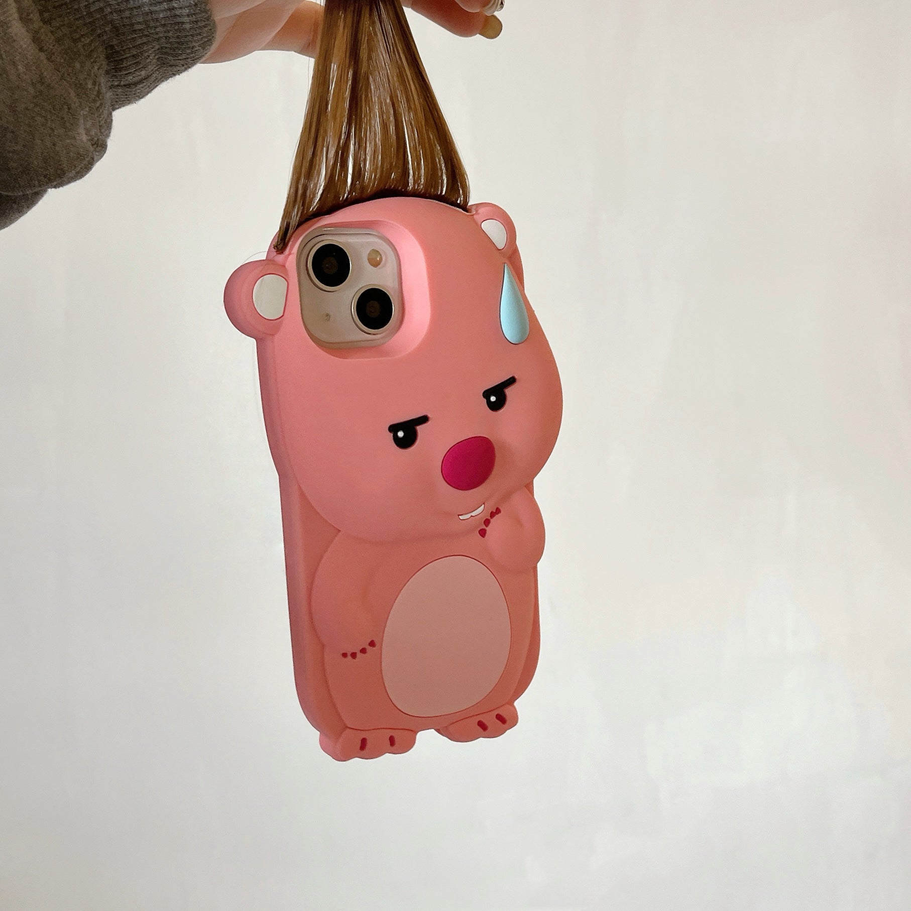 Pink Cute fox phone case with long bangs