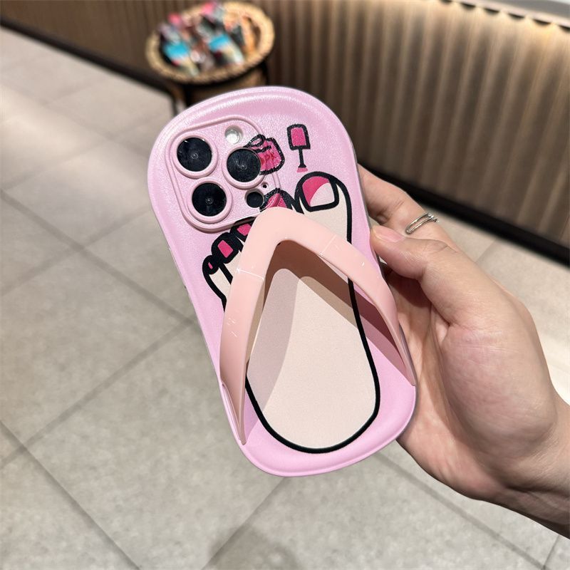 Cute funny slippers all-inclusive phone case pink/green